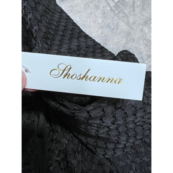 Shoshanna Teagan jet black tiered Aline stitched midi dress women size 10 - Picture 4 of 8